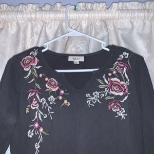 Grey waffle knit long sleeve shirt